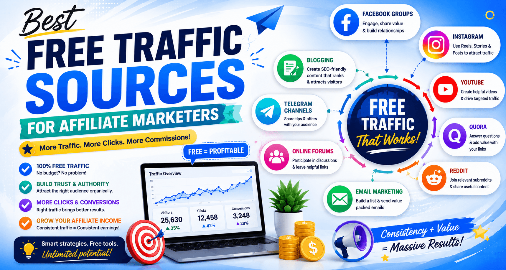 Best Free Traffic Sources for Affiliate Marketers